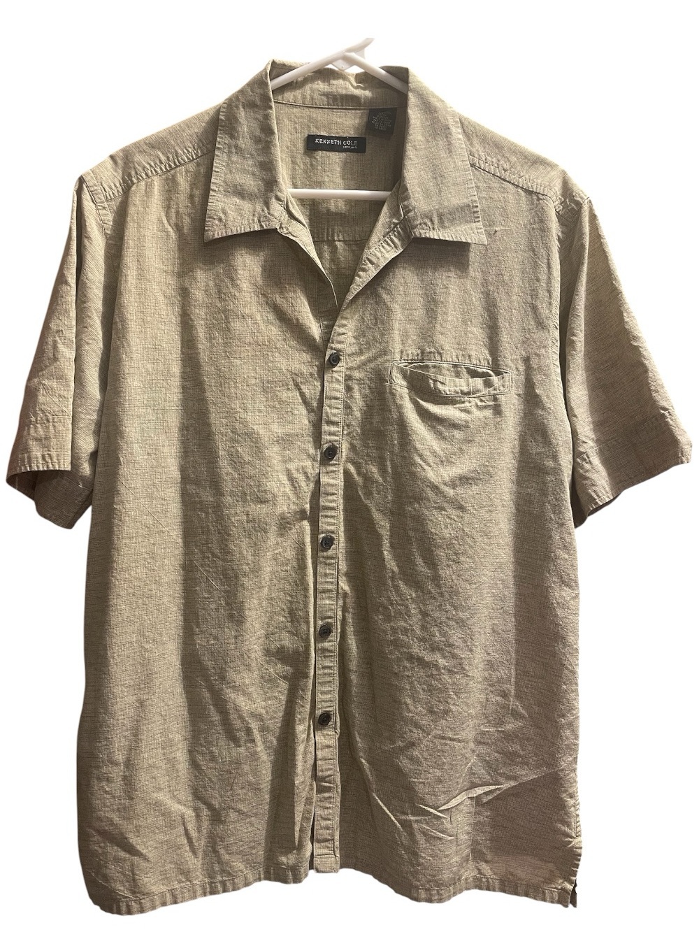 Kenneth Cole Short-Sleeve Button-Down Shirt in Light Tan